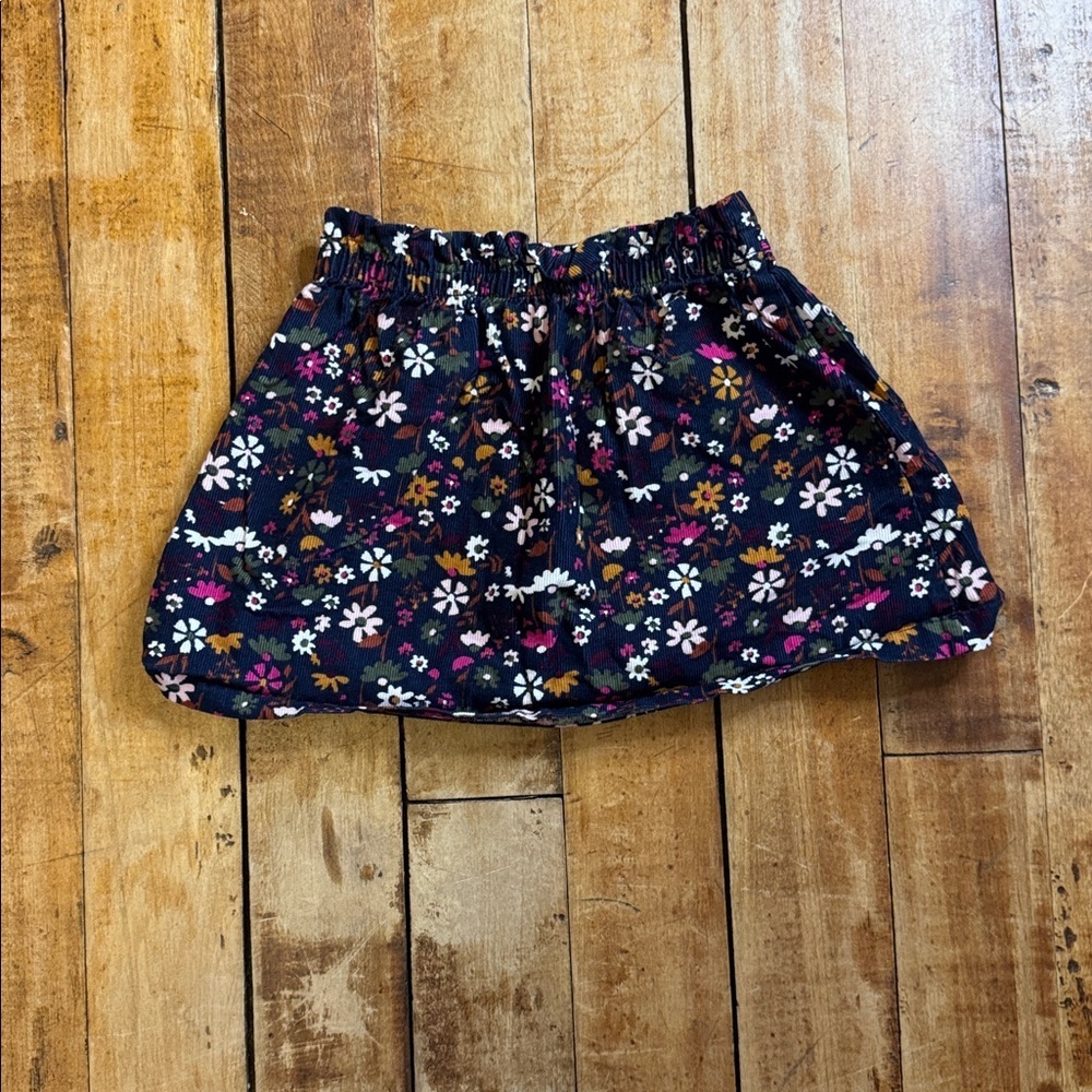 Wonder Nation Navy blue Floral Skirt 4T corduroy cotton - Picture 5 of 5